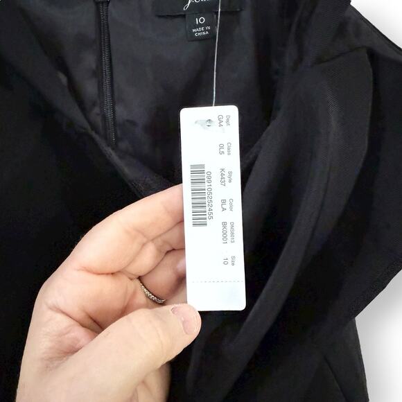 J. Crew Womens 10 Black Fit & Flare Mini Dress Sleeveless Square Neck Ruffle Hem - Picture 6 of 15